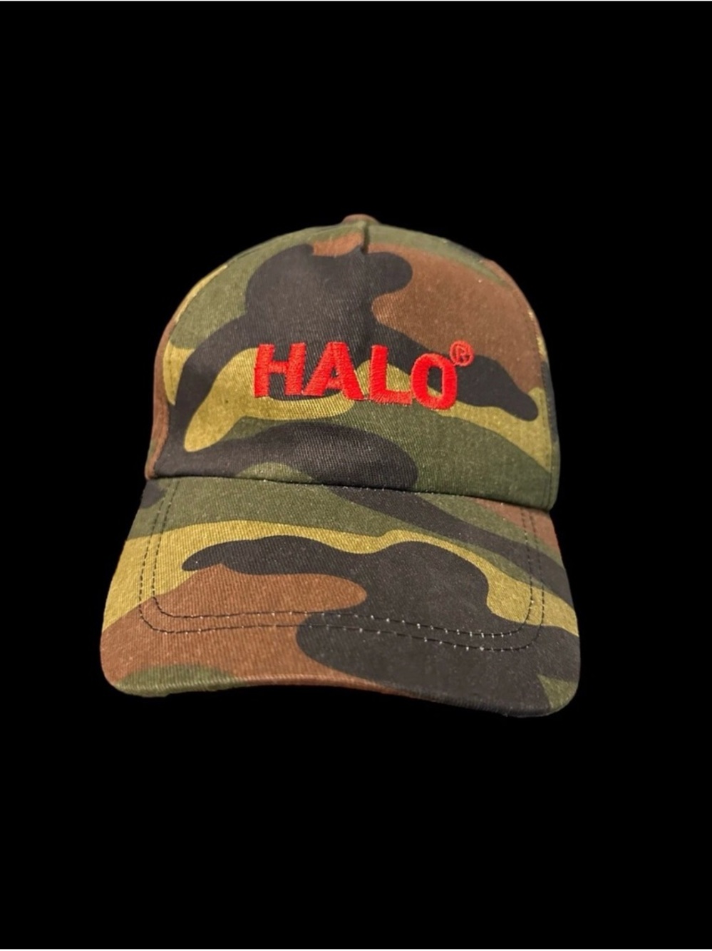 Halo Red Logo Camo Baseball Cap - Green Brown Black